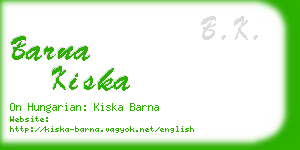 barna kiska business card